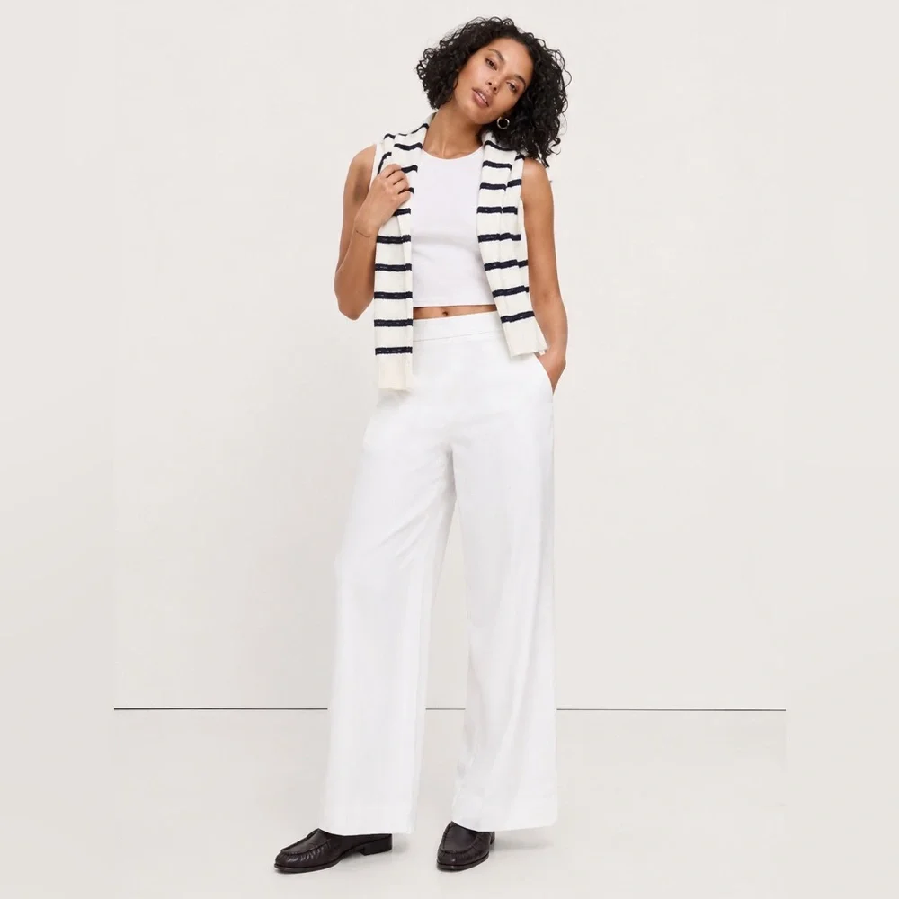 NWT! Banana Republic Wide-Leg High-Rise Linen-Blend Pant - Size Large Tall 🩷
